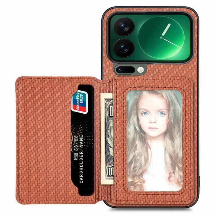 Carbon Fiber Magnetic Card Bag Phone Case, For Xiaomi 17 Pro Max, For Xiaomi 17 Pro, For Redmi 15C 5G / 4G Global 171mm, For Xiaomi 15T Pro, For Xiaomi 15T, For Redmi K80 Pro / Poco F7 Ultra, For Redmi K80 / Poco F7 Pro, For Redmi Turbo 4              ...