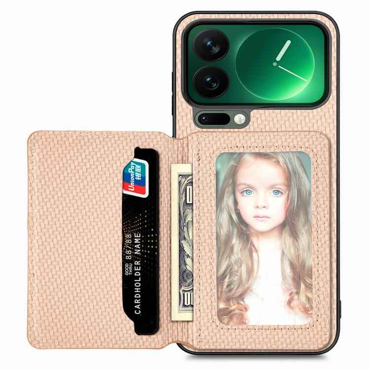 Carbon Fiber Magnetic Card Bag Phone Case, For Xiaomi 17 Pro Max, For Xiaomi 17 Pro, For Redmi 15C 5G / 4G Global 171mm, For Xiaomi 15T Pro, For Xiaomi 15T, For Redmi K80 Pro / Poco F7 Ultra, For Redmi K80 / Poco F7 Pro, For Redmi Turbo 4              ...