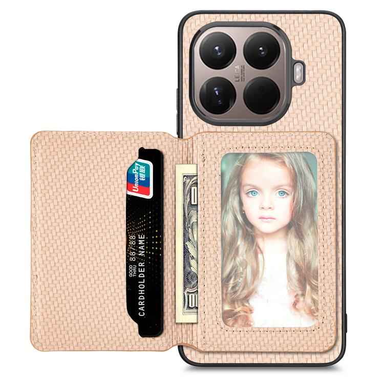 Carbon Fiber Magnetic Card Bag Phone Case, For Xiaomi 17 Pro Max, For Xiaomi 17 Pro, For Redmi 15C 5G / 4G Global 171mm, For Xiaomi 15T Pro, For Xiaomi 15T, For Redmi K80 Pro / Poco F7 Ultra, For Redmi K80 / Poco F7 Pro, For Redmi Turbo 4              ...