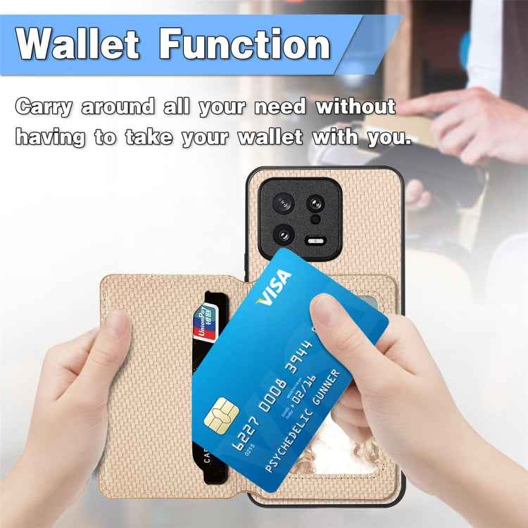 Carbon Fiber Magnetic Card Bag Phone Case, For Xiaomi 17 Pro Max, For Xiaomi 17 Pro, For Redmi 15C 5G / 4G Global 171mm, For Xiaomi 15T Pro, For Xiaomi 15T, For Redmi K80 Pro / Poco F7 Ultra, For Redmi K80 / Poco F7 Pro, For Redmi Turbo 4              ...