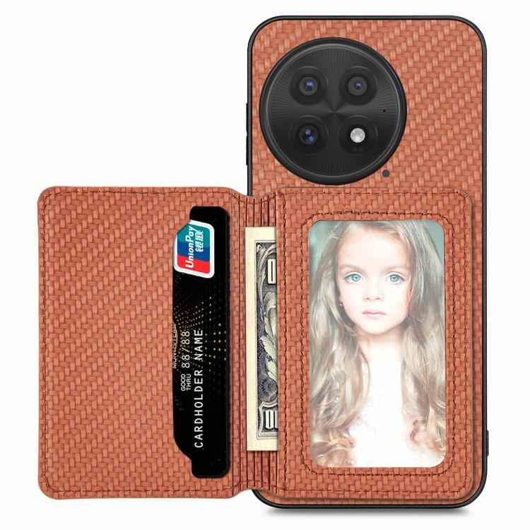 Carbon Fiber Magnetic Card Bag Phone Case, For OnePlus 15, For OnePlus 13, For OnePlus Nord CE 3 Lite, For OnePlus Nord CE2 Lite 5G