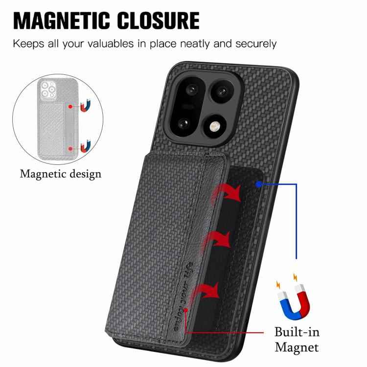 Carbon Fiber Magnetic Card Bag Phone Case, For OnePlus 15, For OnePlus 13, For OnePlus Nord CE 3 Lite, For OnePlus Nord CE2 Lite 5G