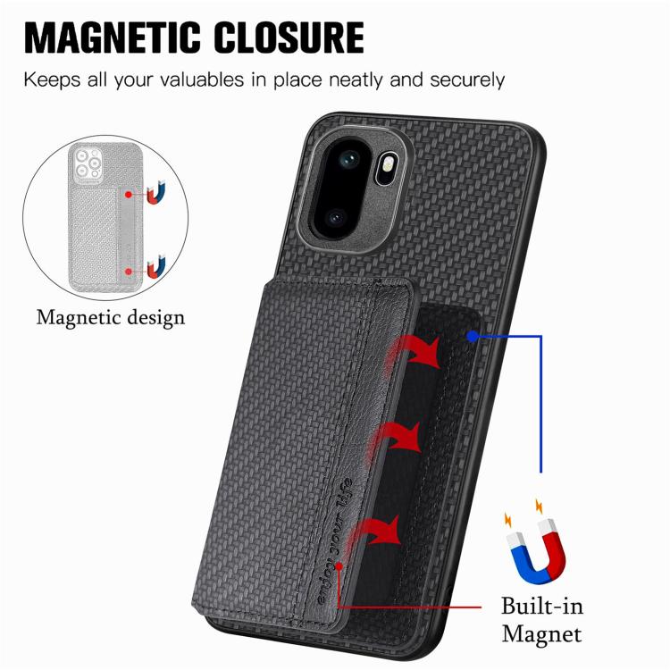 Carbon Fiber Magnetic Card Bag Phone Case, For OnePlus Ace 6 / 6T / 15R, For OnePlus 15, For OnePlus 13