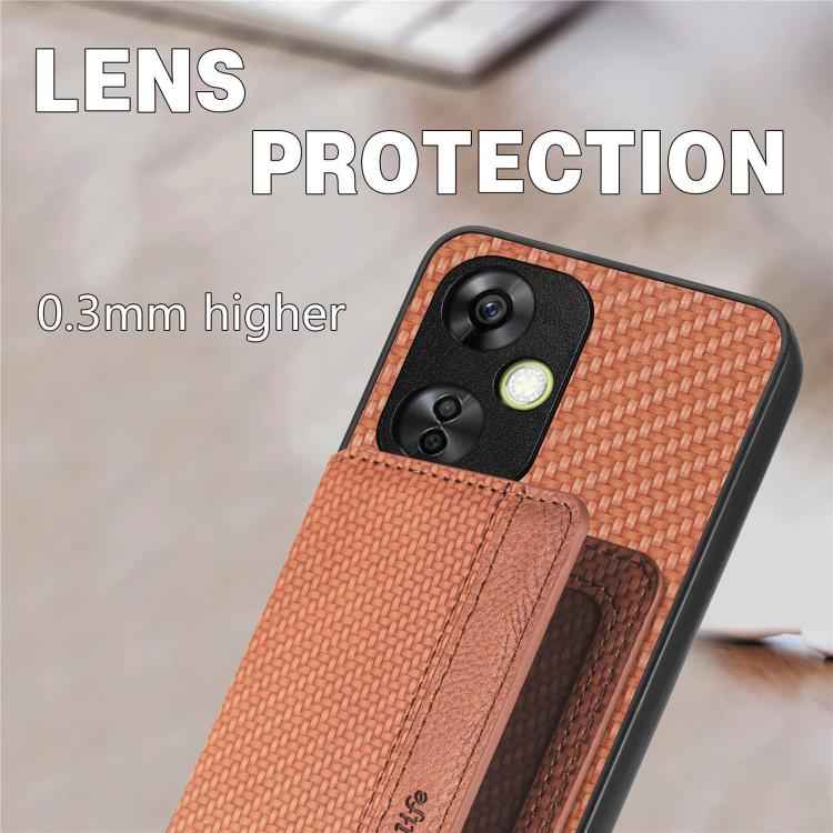 Carbon Fiber Magnetic Card Bag Phone Case, For OnePlus 15, For OnePlus 13, For OnePlus Nord CE 3 Lite, For OnePlus Nord CE2 Lite 5G