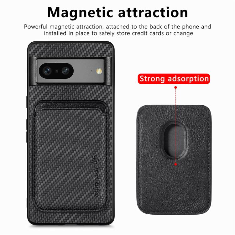 Carbon Fiber Leather Card Magsafe Phone Case, For Google Pixel 7, For Google Pixel 6