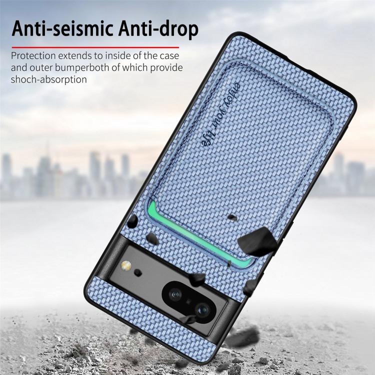Carbon Fiber Leather Card Magsafe Phone Case, For Google Pixel 7, For Google Pixel 6