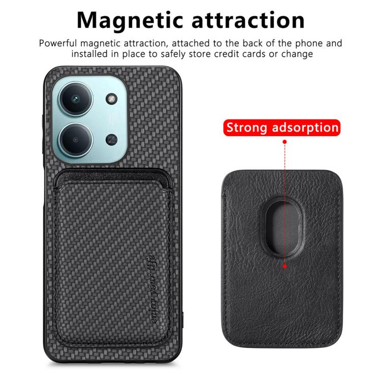 Carbon Fiber Leather Card Magnetic Phone Case, For Redmi 15C 5G / 4G Glodal 171mm, For Xiaomi 15T Pro, For Xiaomi 15T, For Redmi K80 Pro / Poco F7 Ultra, For Redmi K80 / Poco F7 Pro, For Redmi Turbo 4, For Xiaomi Poco X7 Pro, For Xiaomi 15 Pro         ...