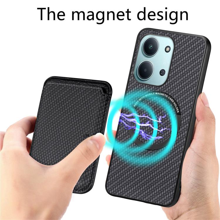 Carbon Fiber Leather Card Magnetic Phone Case, For Redmi 15C 5G / 4G Glodal 171mm, For Xiaomi 15T Pro, For Xiaomi 15T, For Redmi K80 Pro / Poco F7 Ultra, For Redmi K80 / Poco F7 Pro, For Redmi Turbo 4, For Xiaomi Poco X7 Pro, For Xiaomi 15 Pro         ...