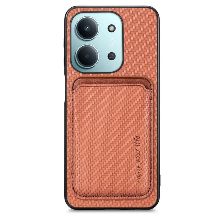 Carbon Fiber Leather Card Magnetic Phone Case, For Redmi 15C 5G / 4G Glodal 171mm, For Xiaomi 15T Pro, For Xiaomi 15T, For Redmi K80 Pro / Poco F7 Ultra, For Redmi K80 / Poco F7 Pro, For Redmi Turbo 4, For Xiaomi Poco X7 Pro, For Xiaomi 15 Pro         ...