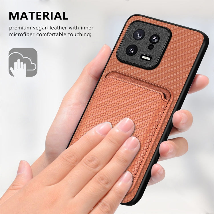 Carbon Fiber Leather Card Magnetic Phone Case, For Redmi 15C 5G / 4G Glodal 171mm, For Xiaomi 15T Pro, For Xiaomi 15T, For Redmi K80 Pro / Poco F7 Ultra, For Redmi K80 / Poco F7 Pro, For Redmi Turbo 4, For Xiaomi Poco X7 Pro, For Xiaomi 15 Pro         ...