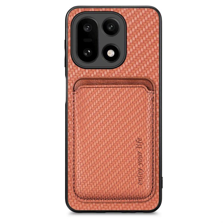 Carbon Fiber Leather Card Magsafe Phone Case, For OnePlus Ace 6 / 6T / 15R, For OnePlus 15