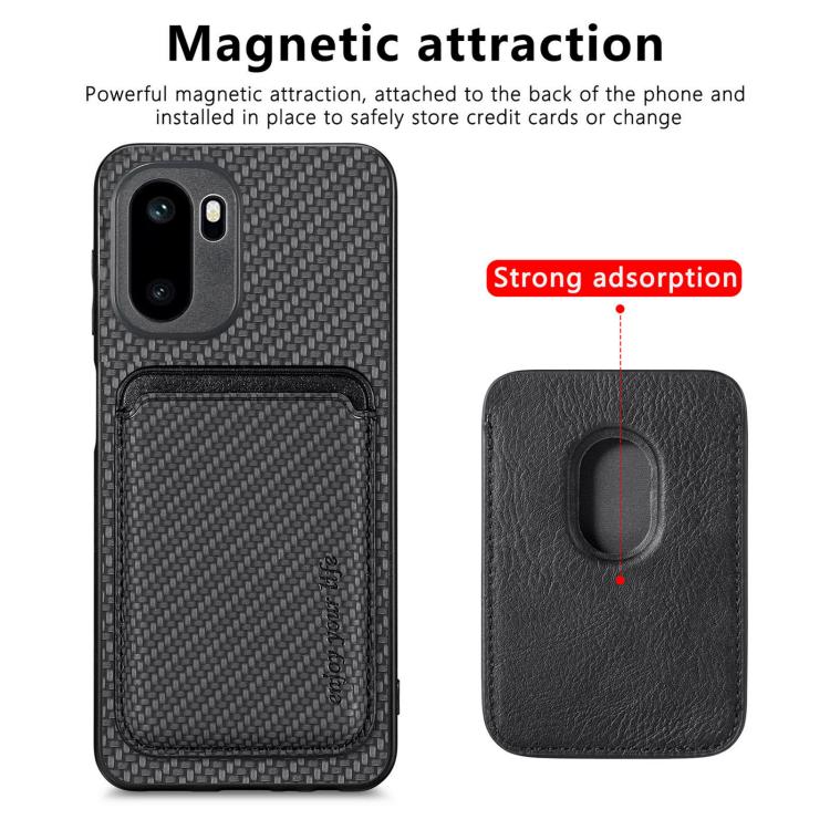 Carbon Fiber Leather Card Magsafe Phone Case, For OnePlus Ace 6 / 6T / 15R, For OnePlus 15
