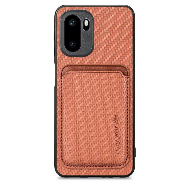Carbon Fiber Leather Card Magsafe Phone Case, For OnePlus Ace 6 / 6T / 15R, For OnePlus 15