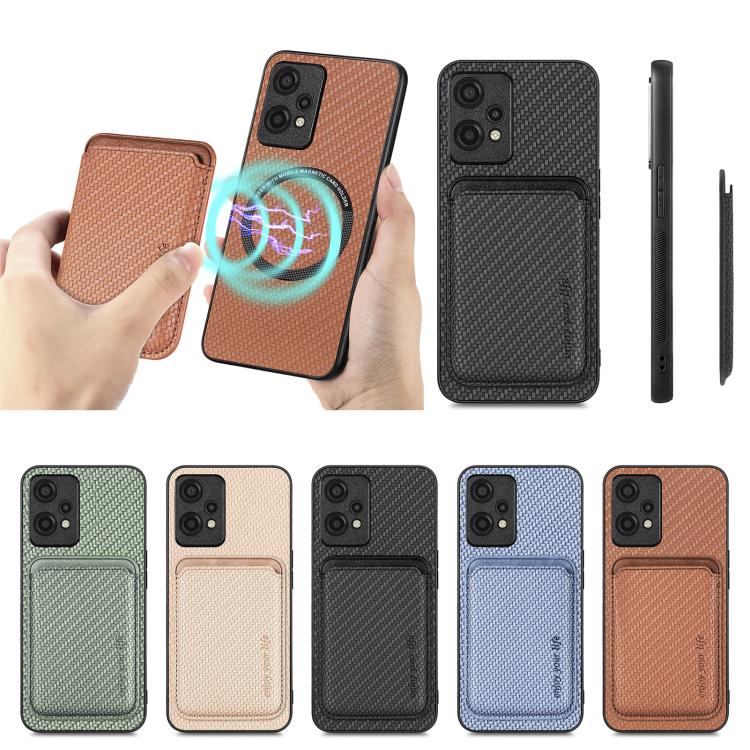 Carbon Fiber Leather Card Magsafe Phone Case, For OnePlus Ace 6 / 6T / 15R, For OnePlus 15