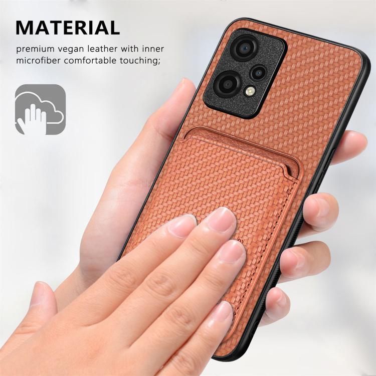 Carbon Fiber Leather Card Magsafe Phone Case, For OnePlus Ace 6 / 6T / 15R, For OnePlus 15