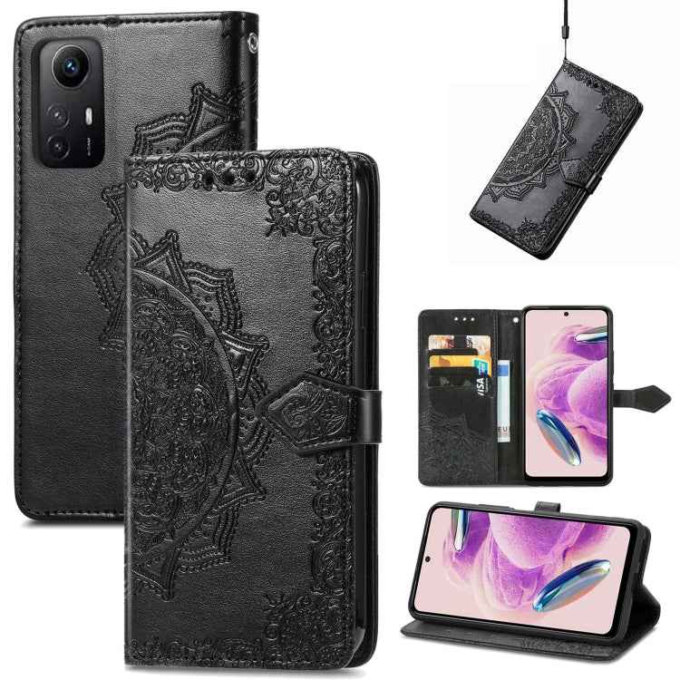 Mandala Flower Embossed Leather Phone Case, For Xiaomi Redmi Note 12S