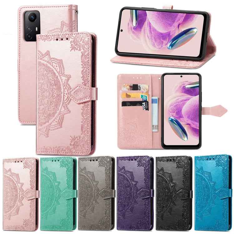 Mandala Flower Embossed Leather Phone Case, For Xiaomi Redmi Note 12S