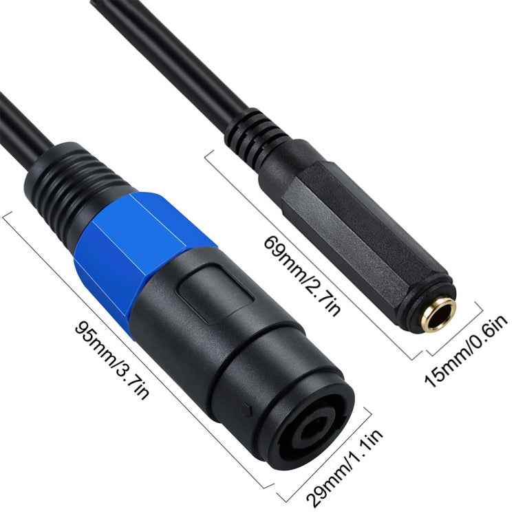 JUNSUNMAY Speakon Female to 6.35mm Female Audio Speaker Adapter Cable, Length: 50cm