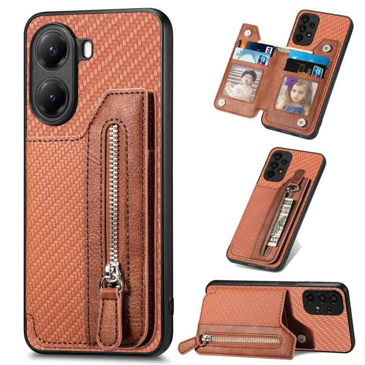 Carbon Fiber Horizontal Flip Zipper Wallet Phone Case, For Redmi 15C 5G / 4G Glodal 171mm, For Xiaomi 15T, For Redmi K80 Pro / Poco F7 Ultra, For Redmi K80 / Poco F7 Pro, For Redmi Turbo 4, For Xiaomi Poco X7 Pro, For Redmi Note 12 5G                  ...