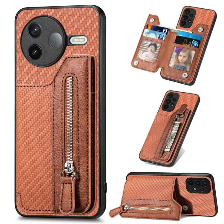 Carbon Fiber Horizontal Flip Zipper Wallet Phone Case, For Redmi 15C 5G / 4G Glodal 171mm, For Xiaomi 15T, For Redmi K80 Pro / Poco F7 Ultra, For Redmi K80 / Poco F7 Pro, For Redmi Turbo 4, For Xiaomi Poco X7 Pro, For Redmi Note 12 5G                  ...