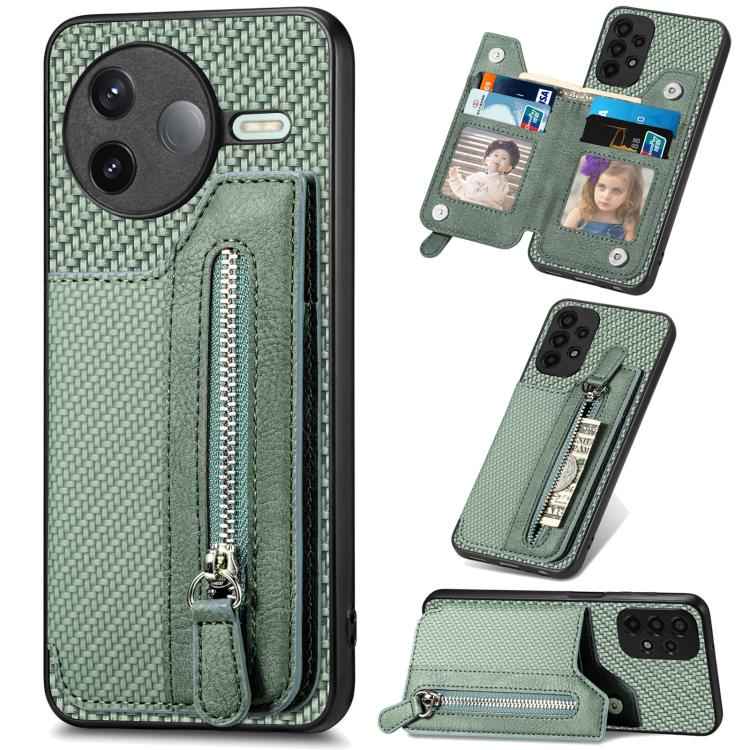 Carbon Fiber Horizontal Flip Zipper Wallet Phone Case, For Redmi 15C 5G / 4G Glodal 171mm, For Xiaomi 15T, For Redmi K80 Pro / Poco F7 Ultra, For Redmi K80 / Poco F7 Pro, For Redmi Turbo 4, For Xiaomi Poco X7 Pro, For Redmi Note 12 5G                  ...