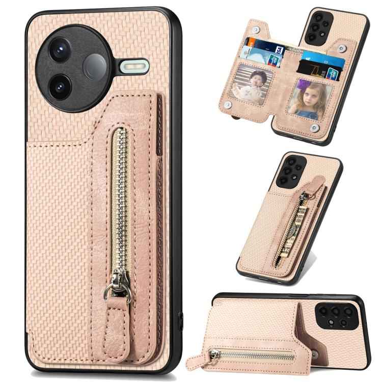 Carbon Fiber Horizontal Flip Zipper Wallet Phone Case, For Redmi 15C 5G / 4G Glodal 171mm, For Xiaomi 15T, For Redmi K80 Pro / Poco F7 Ultra, For Redmi K80 / Poco F7 Pro, For Redmi Turbo 4, For Xiaomi Poco X7 Pro, For Redmi Note 12 5G                  ...