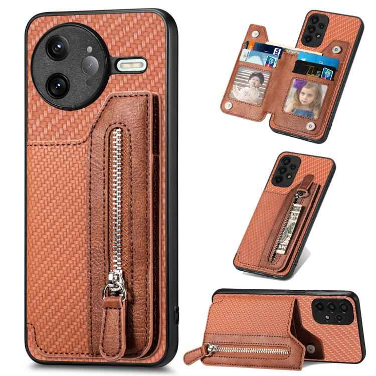 Carbon Fiber Horizontal Flip Zipper Wallet Phone Case, For Redmi 15C 5G / 4G Glodal 171mm, For Xiaomi 15T, For Redmi K80 Pro / Poco F7 Ultra, For Redmi K80 / Poco F7 Pro, For Redmi Turbo 4, For Xiaomi Poco X7 Pro, For Redmi Note 12 5G                  ...