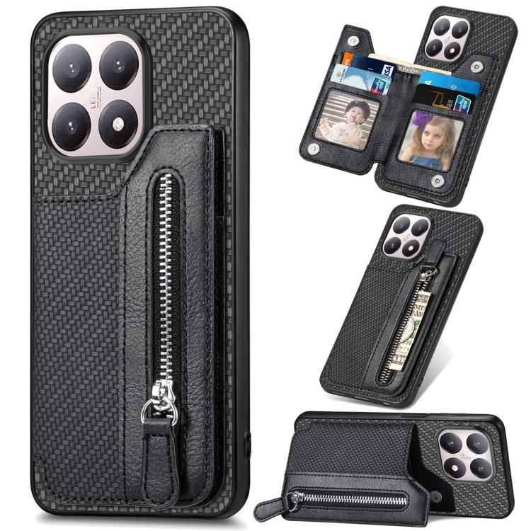 Carbon Fiber Horizontal Flip Zipper Wallet Phone Case, For Redmi 15C 5G / 4G Glodal 171mm, For Xiaomi 15T, For Redmi K80 Pro / Poco F7 Ultra, For Redmi K80 / Poco F7 Pro, For Redmi Turbo 4, For Xiaomi Poco X7 Pro, For Redmi Note 12 5G                  ...