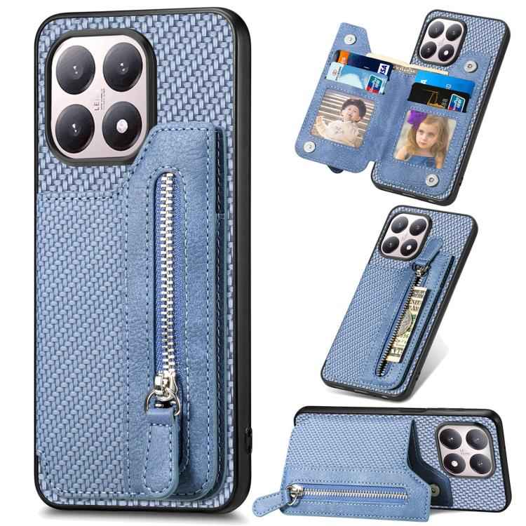 Carbon Fiber Horizontal Flip Zipper Wallet Phone Case, For Redmi 15C 5G / 4G Glodal 171mm, For Xiaomi 15T, For Redmi K80 Pro / Poco F7 Ultra, For Redmi K80 / Poco F7 Pro, For Redmi Turbo 4, For Xiaomi Poco X7 Pro, For Redmi Note 12 5G                  ...