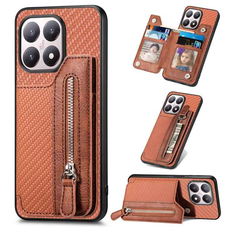 Carbon Fiber Horizontal Flip Zipper Wallet Phone Case, For Redmi 15C 5G / 4G Glodal 171mm, For Xiaomi 15T, For Redmi K80 Pro / Poco F7 Ultra, For Redmi K80 / Poco F7 Pro, For Redmi Turbo 4, For Xiaomi Poco X7 Pro, For Redmi Note 12 5G                  ...