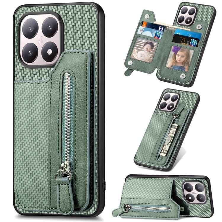 Carbon Fiber Horizontal Flip Zipper Wallet Phone Case, For Redmi 15C 5G / 4G Glodal 171mm, For Xiaomi 15T, For Redmi K80 Pro / Poco F7 Ultra, For Redmi K80 / Poco F7 Pro, For Redmi Turbo 4, For Xiaomi Poco X7 Pro, For Redmi Note 12 5G                  ...