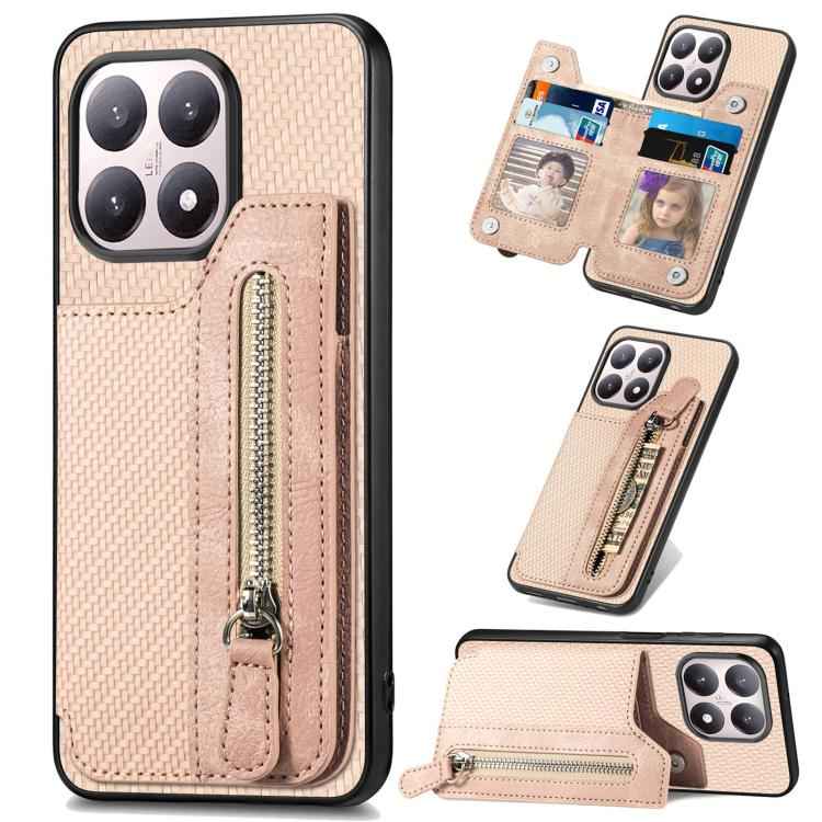 Carbon Fiber Horizontal Flip Zipper Wallet Phone Case, For Redmi 15C 5G / 4G Glodal 171mm, For Xiaomi 15T, For Redmi K80 Pro / Poco F7 Ultra, For Redmi K80 / Poco F7 Pro, For Redmi Turbo 4, For Xiaomi Poco X7 Pro, For Redmi Note 12 5G                  ...