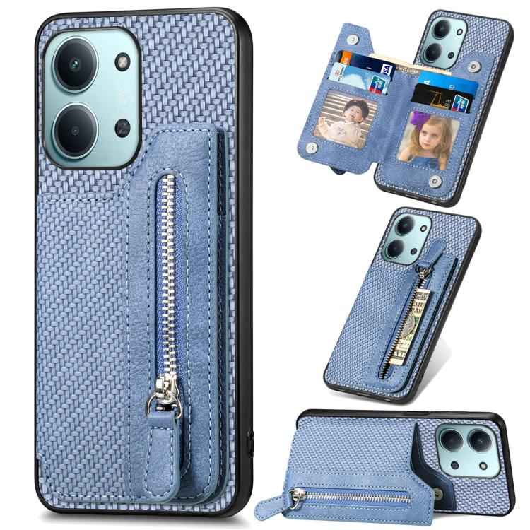 Carbon Fiber Horizontal Flip Zipper Wallet Phone Case, For Redmi 15C 5G / 4G Glodal 171mm, For Xiaomi 15T, For Redmi K80 Pro / Poco F7 Ultra, For Redmi K80 / Poco F7 Pro, For Redmi Turbo 4, For Xiaomi Poco X7 Pro, For Redmi Note 12 5G                  ...