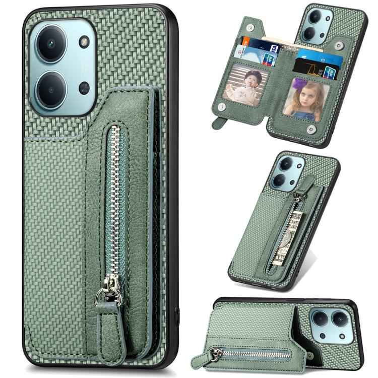 Carbon Fiber Horizontal Flip Zipper Wallet Phone Case, For Redmi 15C 5G / 4G Glodal 171mm, For Xiaomi 15T, For Redmi K80 Pro / Poco F7 Ultra, For Redmi K80 / Poco F7 Pro, For Redmi Turbo 4, For Xiaomi Poco X7 Pro, For Redmi Note 12 5G                  ...