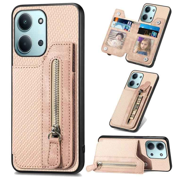 Carbon Fiber Horizontal Flip Zipper Wallet Phone Case, For Redmi 15C 5G / 4G Glodal 171mm, For Xiaomi 15T, For Redmi K80 Pro / Poco F7 Ultra, For Redmi K80 / Poco F7 Pro, For Redmi Turbo 4, For Xiaomi Poco X7 Pro, For Redmi Note 12 5G                  ...