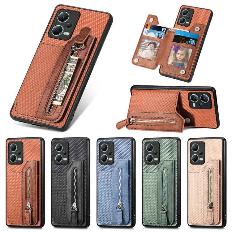 Carbon Fiber Horizontal Flip Zipper Wallet Phone Case, For Redmi 15C 5G / 4G Glodal 171mm, For Xiaomi 15T, For Redmi K80 Pro / Poco F7 Ultra, For Redmi K80 / Poco F7 Pro, For Redmi Turbo 4, For Xiaomi Poco X7 Pro, For Redmi Note 12 5G                  ...