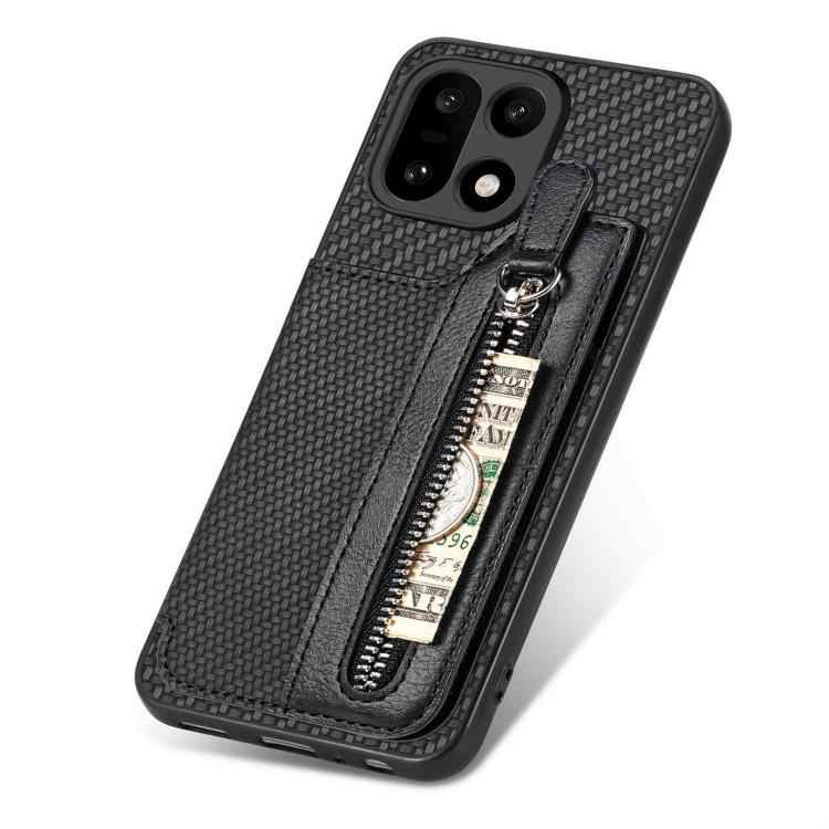 Carbon Fiber Horizontal Flip Zipper Wallet Phone Case, For OnePlus 15, For Oneplus Nord CE 3 Lite, For Oneplus Nord CE 2 Lite 5G