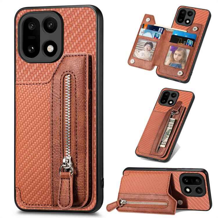 Carbon Fiber Horizontal Flip Zipper Wallet Phone Case, For OnePlus 15, For Oneplus Nord CE 3 Lite, For Oneplus Nord CE 2 Lite 5G