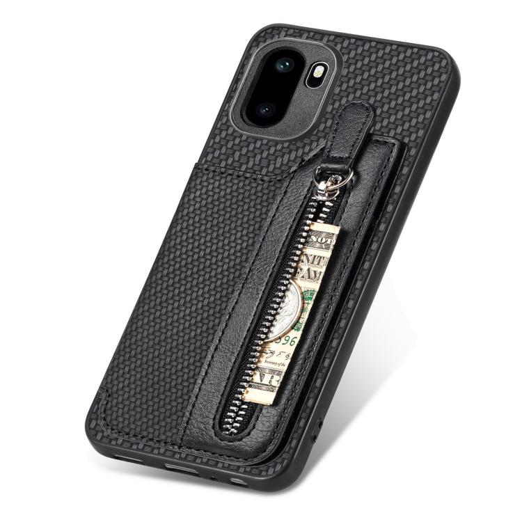 Carbon Fiber Horizontal Flip Zipper Wallet Phone Case, For OnePlus Ace 6 / 6T / 15R, For OnePlus 15