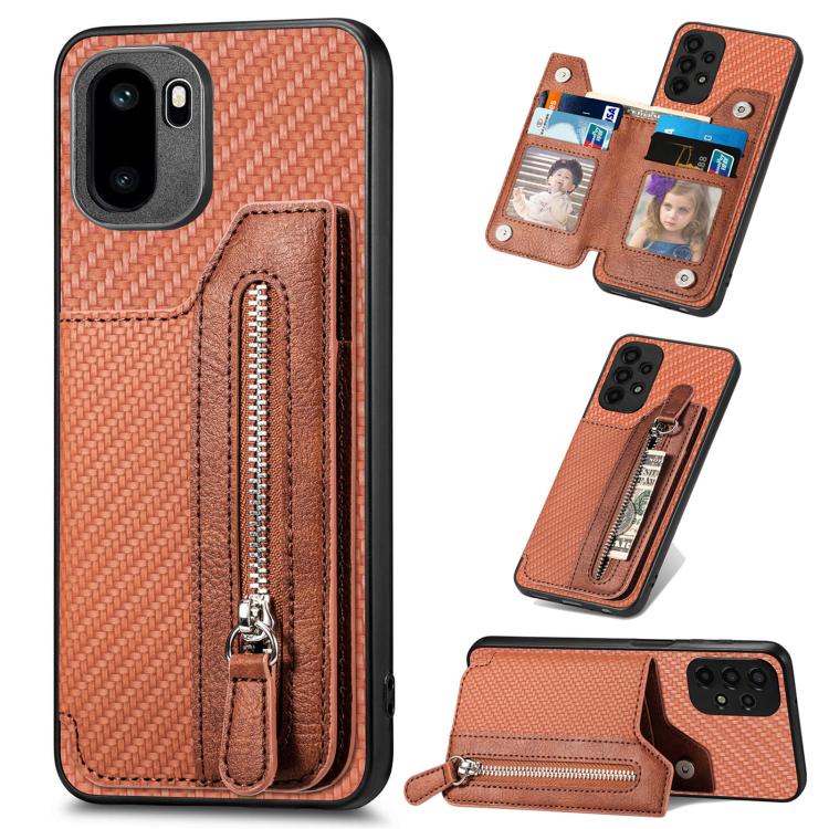 Carbon Fiber Horizontal Flip Zipper Wallet Phone Case, For OnePlus Ace 6 / 6T / 15R, For OnePlus 15