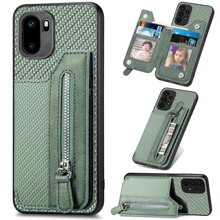 Carbon Fiber Horizontal Flip Zipper Wallet Phone Case, For OnePlus Ace 6 / 6T / 15R, For OnePlus 15