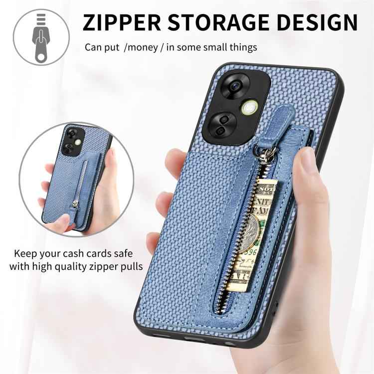 Carbon Fiber Horizontal Flip Zipper Wallet Phone Case, For OnePlus 15, For Oneplus Nord CE 3 Lite, For Oneplus Nord CE 2 Lite 5G