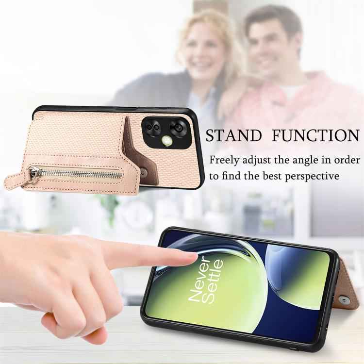 Carbon Fiber Horizontal Flip Zipper Wallet Phone Case, For OnePlus 15, For Oneplus Nord CE 3 Lite, For Oneplus Nord CE 2 Lite 5G