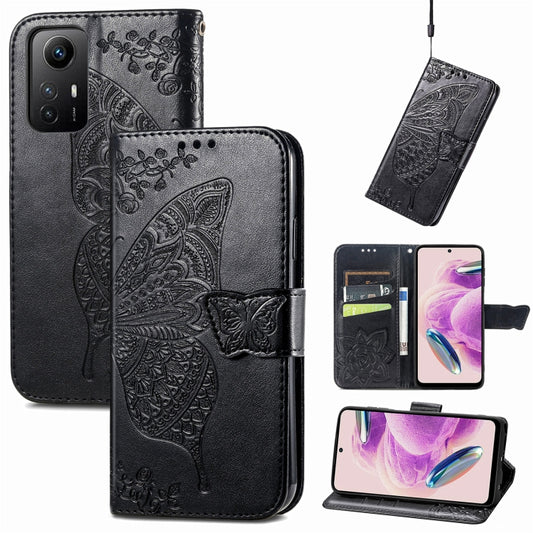 Butterfly Love Flower Embossed Leather Phone Case