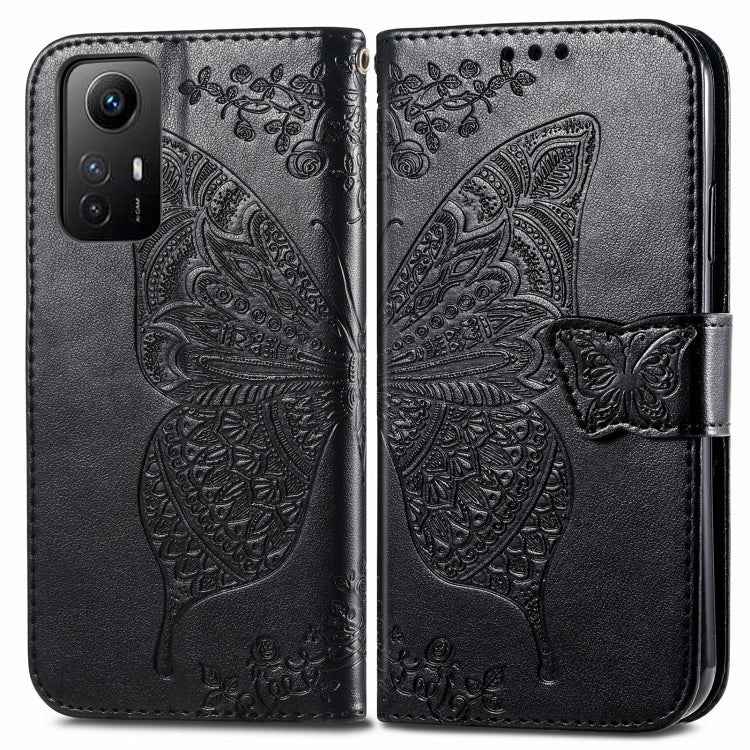 Butterfly Love Flower Embossed Leather Phone Case, For Xiaomi Redmi Note 12S