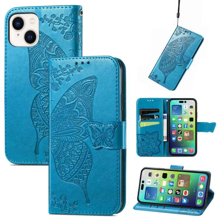 Butterfly Love Flower Embossed Leather Phone Case, For iPhone 15 Pro Max, For iPhone 15 Pro, For iPhone 15 Plus, For iPhone 15