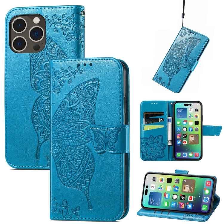 Butterfly Love Flower Embossed Leather Phone Case, For iPhone 15 Pro Max, For iPhone 15 Pro, For iPhone 15 Plus, For iPhone 15