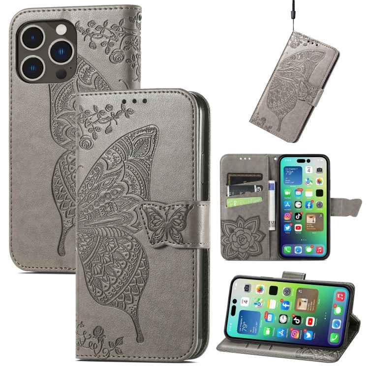 Butterfly Love Flower Embossed Leather Phone Case, For iPhone 15 Pro Max, For iPhone 15 Pro, For iPhone 15 Plus, For iPhone 15