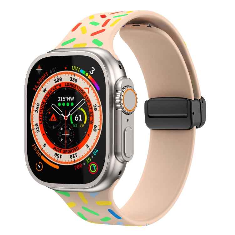 Rainbow Dots Silicone Magnetic Black Buckle Watch Band, For Apple Watch 5 40mm, For Apple Watch 4 44mm, For Apple Watch 4 40mm, For Apple Watch 3 38mm