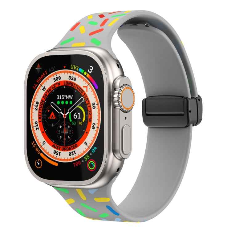 Rainbow Dots Silicone Magnetic Black Buckle Watch Band, For Apple Watch 5 40mm, For Apple Watch 4 44mm, For Apple Watch 4 40mm, For Apple Watch 3 38mm